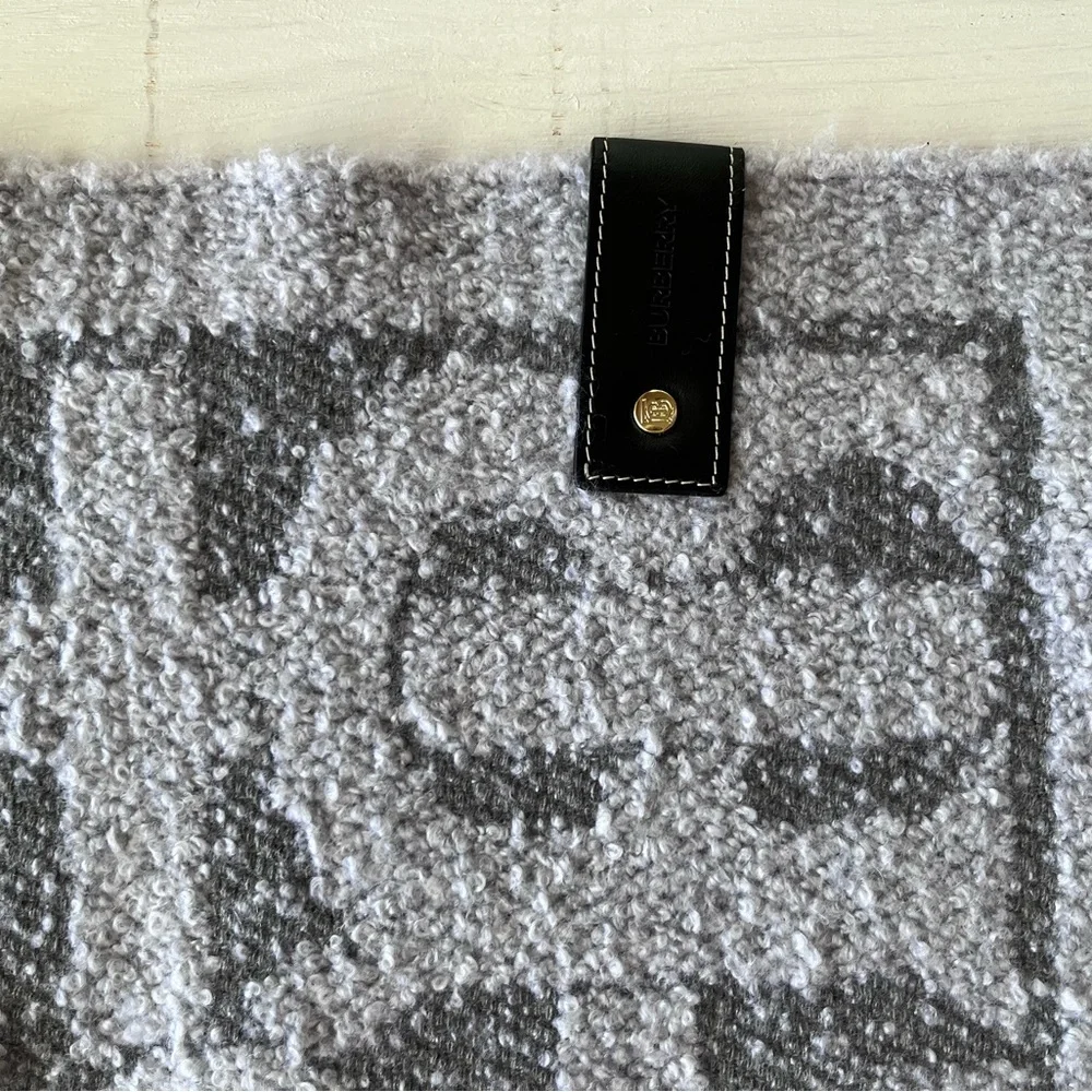 BURBERRY Oversize TB Monogram Fringe Cashmere & Silk Scarf